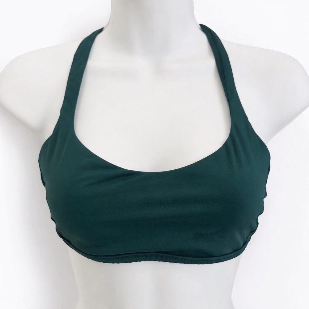 Lululemon Free To Be Wild Bra Green Strappy Back Yoga Light Support Size 6